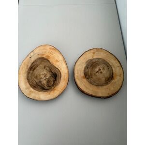 Crate & Barrel Acacia Wood Wedge Servers Set of 2 Live Edge Charcuterie Boards